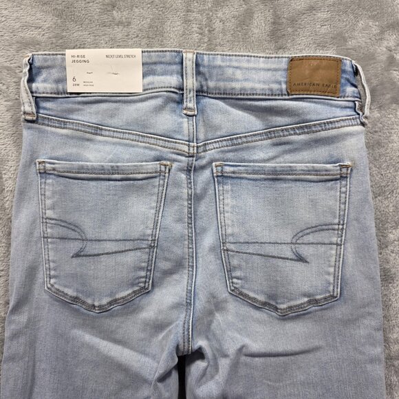 American Eagle Jeans Womens 6 28W Light Wash Hi-Rise Jegging Next Level Stretch - Picture 3 of 11